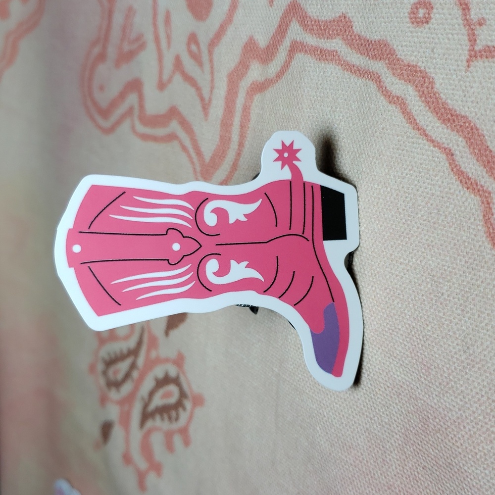 Pink Cowboy Boot Sticker (F) - Picture 4 of 4